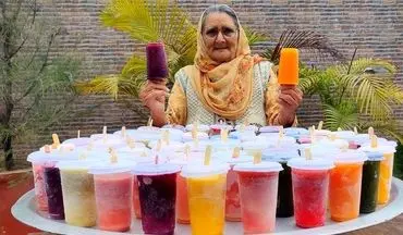 غذای روستایی هند؛ طرز تهیه بستنی یخی با میوه‌های تازه پاپایا، انگور و هندوانه