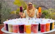 غذای روستایی هند؛ طرز تهیه بستنی یخی با میوه‌های تازه پاپایا، انگور و هندوانه