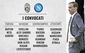 لیست یوونتوس برای دیدار با ناپولی