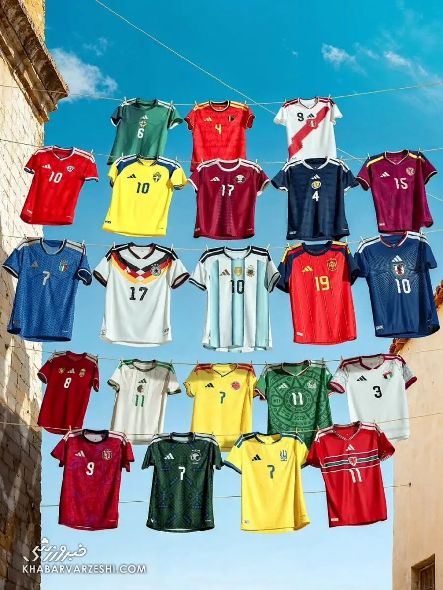 کیت ۲۲ تیم برای جام‌جهانی ۲۰۲۶/ رونمایی آدیداس از پیراهن آرژانتین، اسپانیا، ایتالیا، آلمان، ژاپن و قطر و ... +عکس