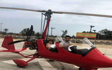 تصویری از هلیکوپتر سواری وحید هاشمیان