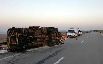 واژگونی اتوبوس در محور شاهرود-سبزوار/۱۷مصدوم۶کشته