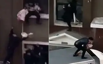 سقوط نوزاد از طبقه دوم ساختمان +فیلم 