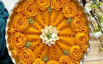 حلوا زعفرانی در 15 دقیقه: طعمی بی‌نظیر برای افطار بدون نیاز به آرد