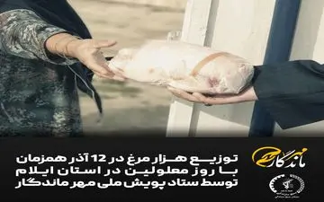  توزیع ۱۰۰۰ عدد مرغ توسط ستاد پویش مهرماندگار