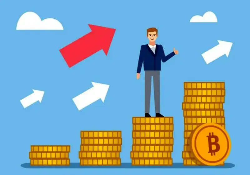 A person standing on a stack of coins AI-generated content may be incorrect.