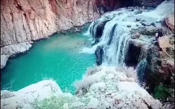 آبشار زیبا در دل طبیعت روستای "آب بید بوان"