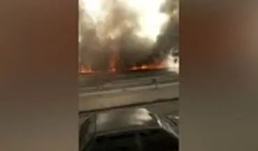  آتش‌سوزی اتوبوس در آزادراه تهران - کرج