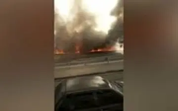  آتش‌سوزی اتوبوس در آزادراه تهران - کرج