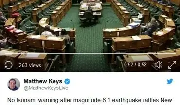 وقوع زلزله هنگام برگزاری مجلس پارلمان نیوزیلند +فیلم 