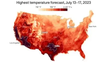 رکورد زنی گرمای مرگبار در ۱۵ ایالت آمریکا
