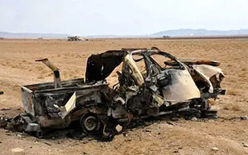 انهدام خودروی داعشی‌ها حین فرار از دست نظامیان عراقی + فیلم