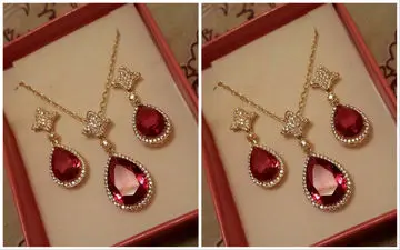 با زیباترین مدل های نیم ست یاقوت سرخ آشنا شوید؛ مدل های نیم ست یاقوت سرخ جواهری ناب