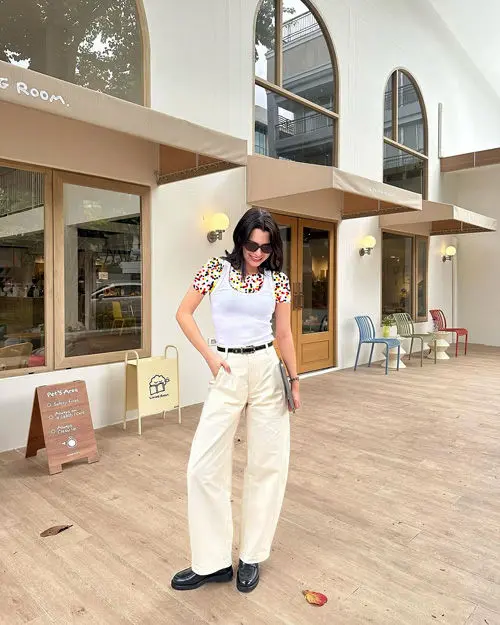 استایل با شلوار جین سفید