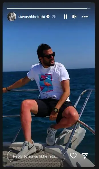 تفریح فوق لاکچری سیاوش خیرابی با قایق شخصی لوکس در خلیج فارس