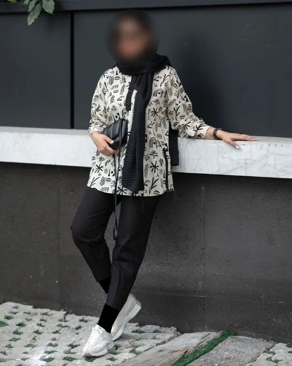 شومیز با پارچه کتان طرح دار