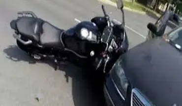 تصادف وحشتناک و پرت شدن موتورسوار+فیلم