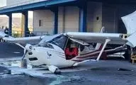 حادثه در فرودگاه تبریز/ برخورد هواپیما با ساختمان جانبی