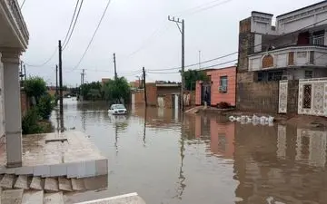 آب گرفتگی شدید جاده شمال سوسنگرد به بستان