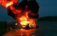 نجات مرد از وسط آتش خودرو + فیلم