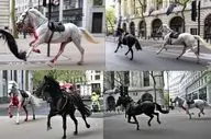 اسب‌های ارتش انگلیس مردم را مجروح کردند! + ویدئو