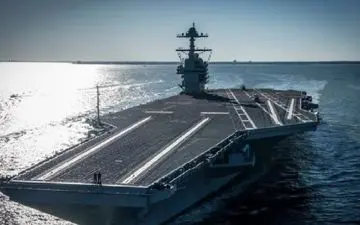  موقعیت ناو «جرالد فورد» در مسیر حرکت به سمت ایران 