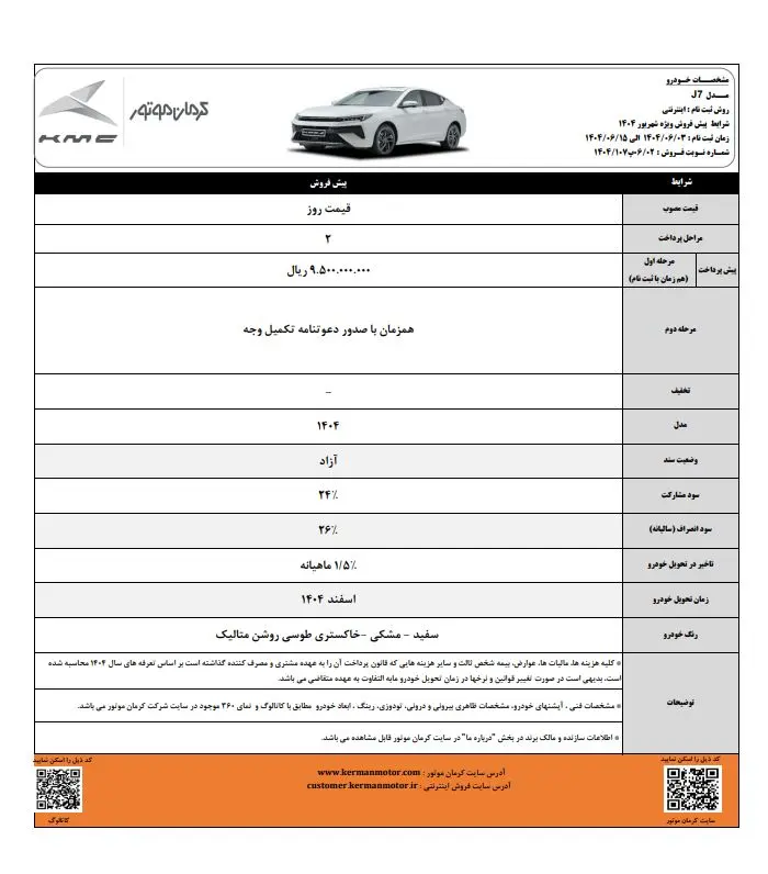 پیش فروش ۴ محصول کرمان موتور از دوشنبه