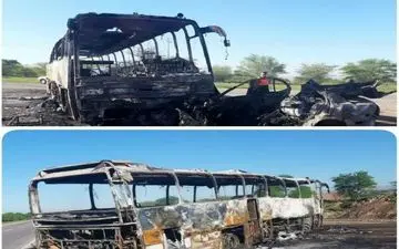 تصادف سواری تیبا با اتوبوس در دهلران یک کشته برجا گذاشت