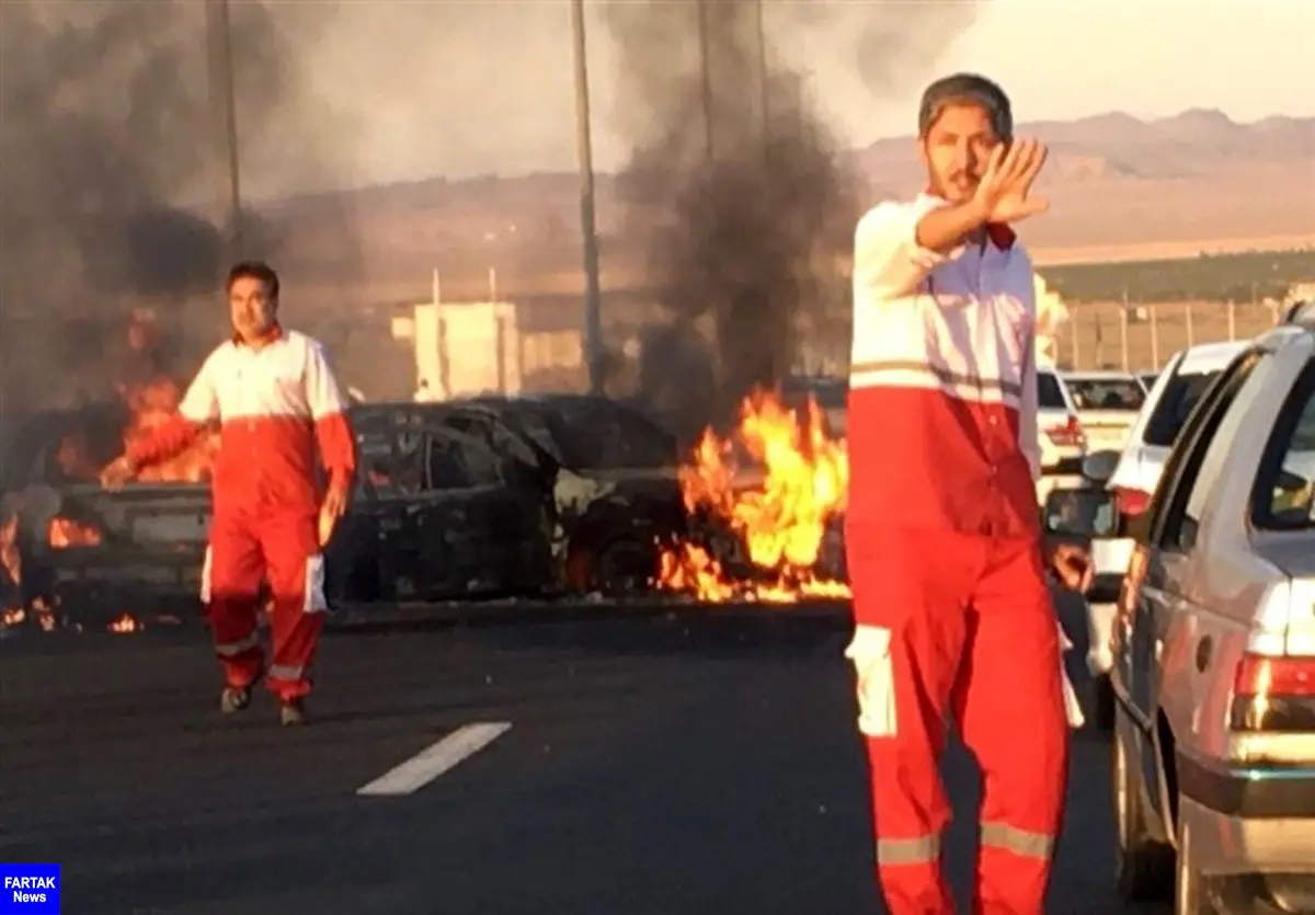  تصادف و آتش‌سوزی در آزاد راه تهران-قم