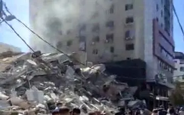 لحظه تخریب برج الجلاء در غزه + فیلم