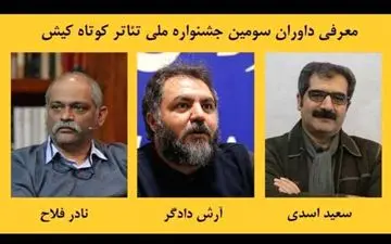 معرفی داوران سومین جشنواره ملی تئاتر کوتاه کیش
