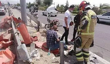 مصدومیت راکب موتور سیکلت در تصادف خونین بزرگراه آزادگان
