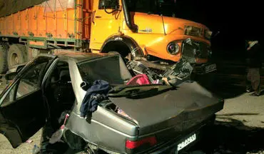 
تصادف پژو و کامیون ۳ کشته برجای گذاشت