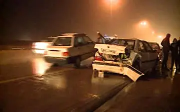 تصادف زنجیره‌ای سی خودرو در قزوین+فیلم