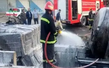 مرگ دلخراش راننده در پی آتش‌سوزی تانکر سوخت