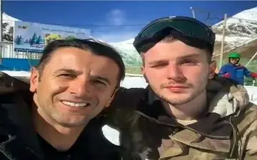  امین حیایی و پسرش در پیست اسکی 