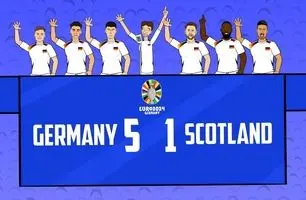 پیروزی پرگل آلمان مقابل اسکاتلند به روایت انیمیشن