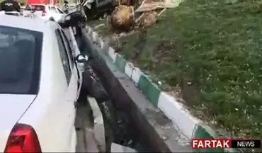 برخورد چند دستگاه خودرو در بزرگراه حقانی تهران + فیلم