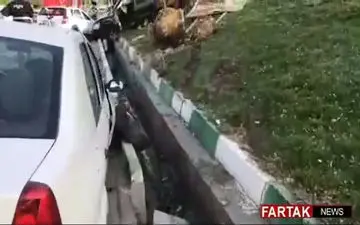 برخورد چند دستگاه خودرو در بزرگراه حقانی تهران + فیلم