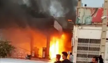 آتش‌سوزی در پمپ بنزین شهر رامهرمز