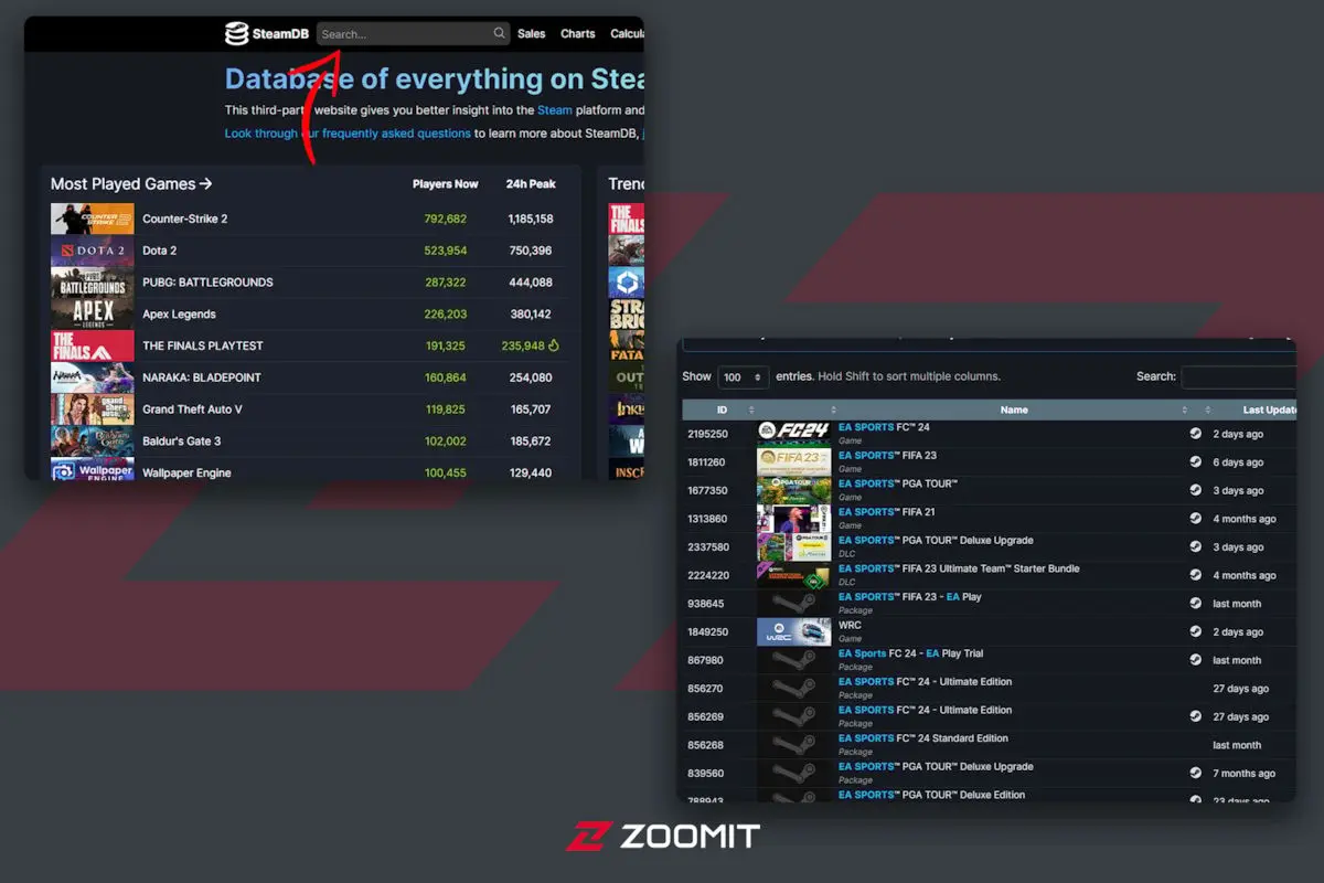 جستجوی بازی در SteamDP