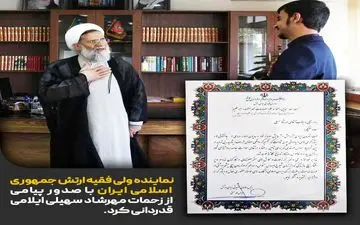 تقدیر ریس سازمان عقیدتی سیاسی ارتش  از مهرشاد سهیلی نوجوانانترین فعال فرهنگی کشور