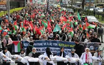 تظاهرات گسترده در استانبول ترکیه در حمایت از غزه