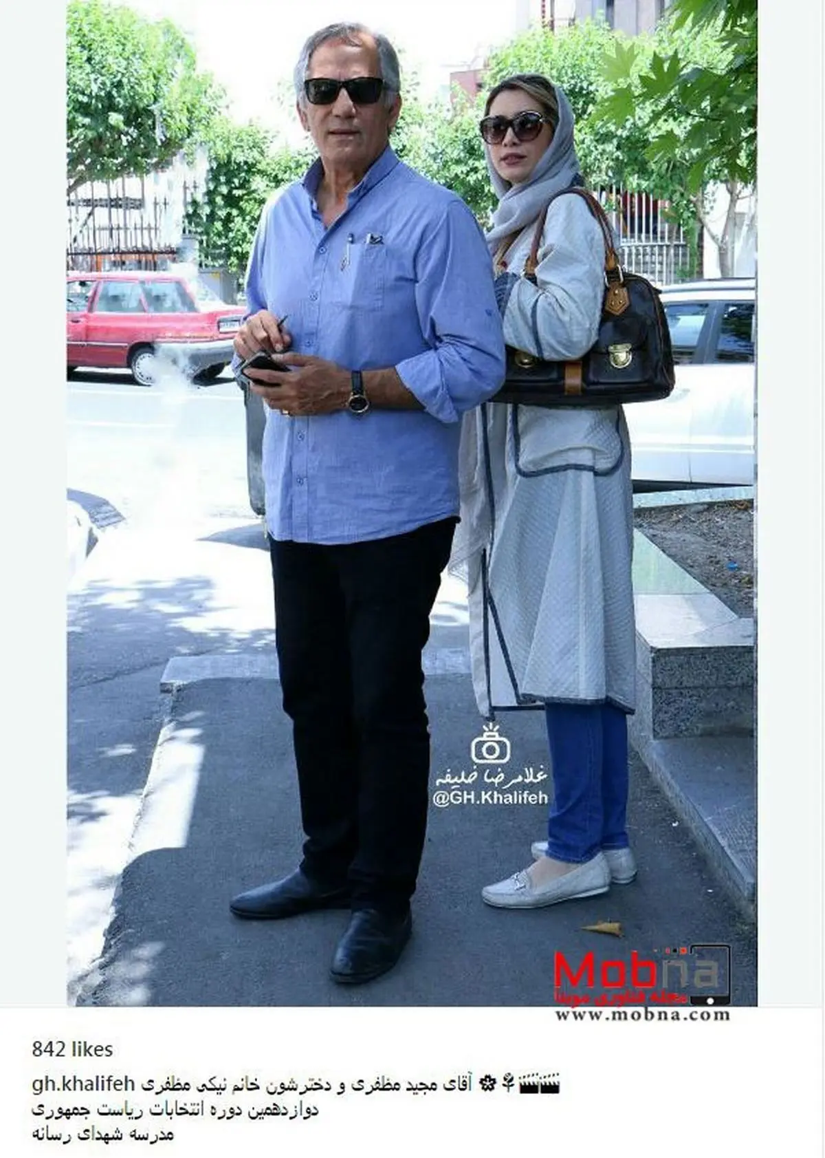 مجید مظفری و دخترش در صف اخذ رای (عکس)