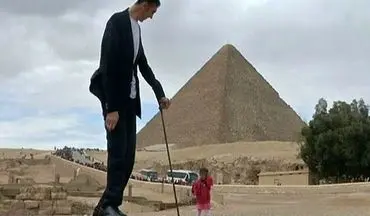 ملاقات بلندترین مرد جهان با کوتاه‌ترین زن جهان در مصر+عکس