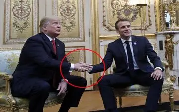 ملاقات‌ رومانتیک مکرون و ترامپ سوژه خنده فضای مجازی شد! +فیلم 