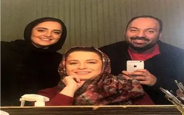 سلفی آینه ای علی اوجی و همسرش به همراه مهراوه شریفی نیا (عکس)