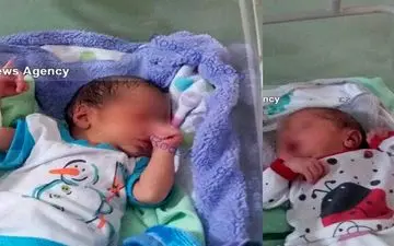 عکس/ حمله مورچه ها به دو قلوهای رها شده در کنار سطل زباله بیمارستان!