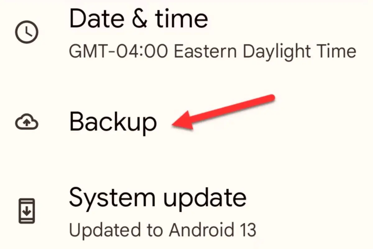 backup setting on android