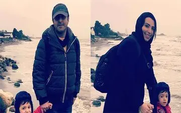 «رحمت» پایتخت به همراه همسرش در کنار دریا + عکس